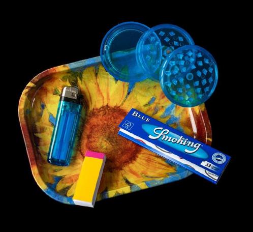 Rolling Tray - Geschenkset  Blue (Sunflower), Verzamelen, Rookartikelen, Aanstekers en Luciferdoosjes, Nieuw, Verzenden
