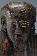 Oud-Egyptisch Hout Sarcophagus masker. 48 cm hoog., Verzamelen