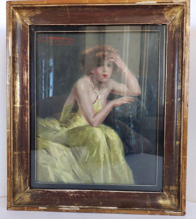 Henri Thomas (1878-1972) - Femme à la robe jaune, Antiek en Kunst, Kunst | Schilderijen | Klassiek