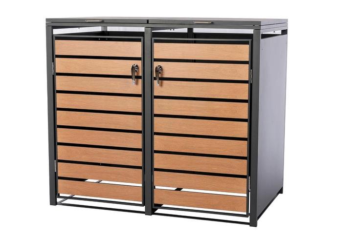 Containerberging staal houtlook dubbel, Tuin en Terras, Bergingen en Tuinkasten, Verzenden