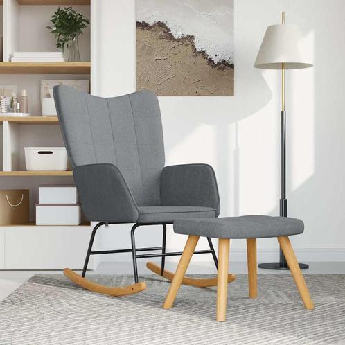 vidaXL Schommelstoel met voetenbank stof lichtgrijs, Huis en Inrichting, Stoelen, Nieuw, Verzenden