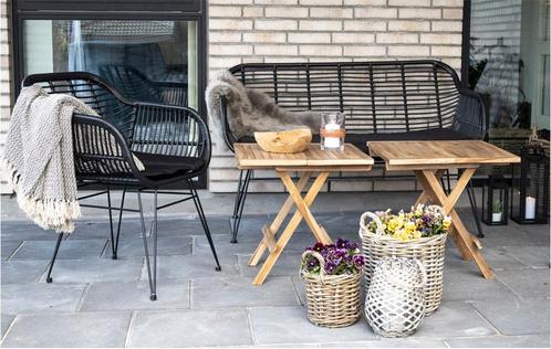 Zwarte rotan tuinbank | Rattan | Met zitkussens, Tuin en Terras, Tuinbanken, Nieuw, Rotan, Verzenden