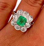Bague - 18 carats Or blanc Émeraude - Diamant, Bijoux, Sacs & Beauté