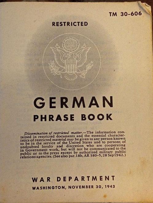 War Department - US Army Soldiers German Phrase book /, Verzamelen, Militaria | Tweede Wereldoorlog