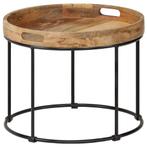 vidaXL Salontafel 50x40 cm massief mangohout en staal, Huis en Inrichting, Verzenden, Nieuw