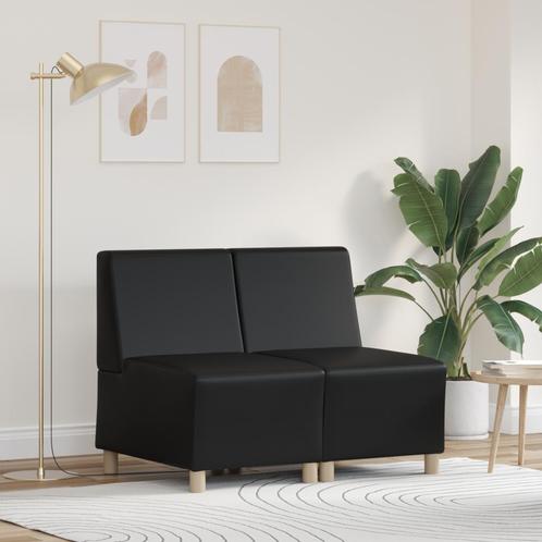 vidaXL Sofa Stoelen 2 pcs Zwart 55 x 74 x 82 cm Kunstleer, Huis en Inrichting, Zetels | Zetels, Nieuw, Verzenden
