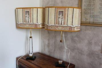 Lampe (2) - avec abat-jour en tissu vintage Fornasetti -