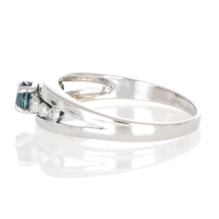 Zonder Minimumprijs - Ring - 18 karaat Witgoud Saffier -, Handtassen en Accessoires, Ringen