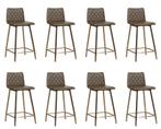 Set van 8 Leren barkrukken laag - Echt leer, Industrieel,, Nieuw, Vijf, Zes of meer stoelen, Modern, Leer