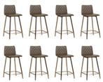 Set van 8 Leren barkrukken laag - Echt leer, Industrieel,, Huis en Inrichting, Overige kleuren, Nieuw, Leer, Ophalen of Verzenden