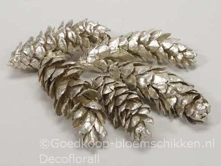Dennenappel STROBUS Grote dennenappel Platinum 10-15cm Zak50, Huis en Inrichting, Woonaccessoires | Kunstplanten en Kunstbloemen