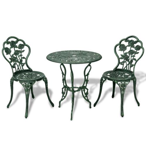 vidaXL 3-delige Bistroset gietaluminium groen, Jardin & Terrasse, Ensembles de jardin, Envoi