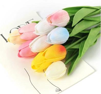 Actie tulp tulpen 33cm bundel multicolor / +/-10st real, Huis en Inrichting, Woonaccessoires | Kunstplanten en Kunstbloemen, Nieuw