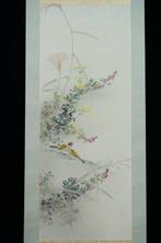 Japanese Hanging Scroll “Birds and Autumn Flowers” by