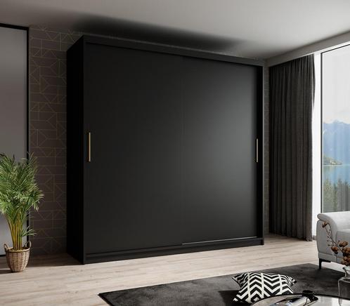 Meubella | Kledingkast mat zwart 200x62x200 schuifdeur, Huis en Inrichting, Kasten | Overige, Nieuw, Verzenden