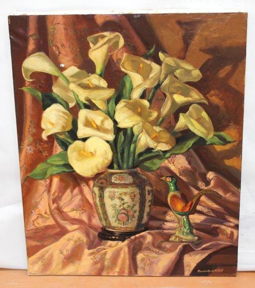 Mauricio Hassid Michael (1905 - 1979) - Lirios en florero, Antiek en Kunst, Kunst | Schilderijen | Klassiek