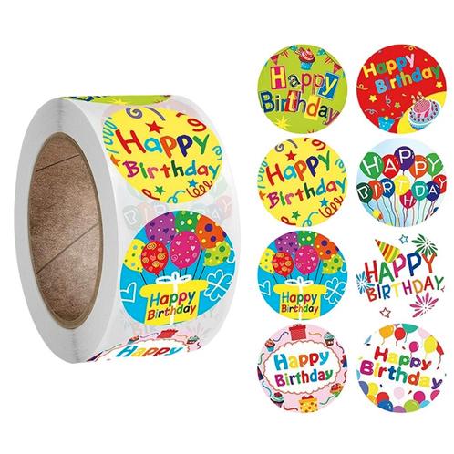 Fako Bijoux® - 500 Stickers Op Rol - 2.5cm - Happy Birthday, Hobby & Loisirs créatifs, Autocollants & Images, Envoi