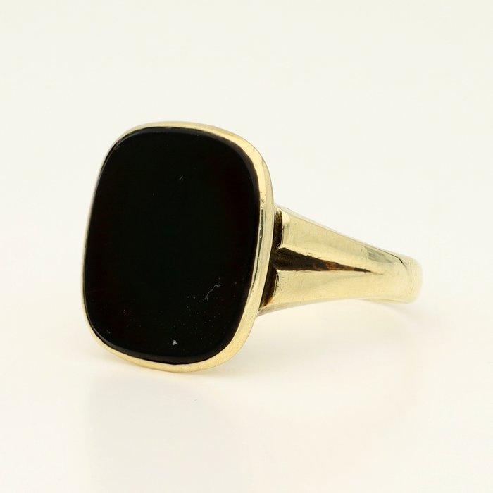Ring - 14 karaat Geel goud - 3.50ct. tw. Onyx, Handtassen en Accessoires, Ringen