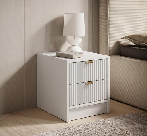 Meubella nachtkastje Tavares wit met lades 40cm hoog, Huis en Inrichting, Kasten | Overige, Nieuw, Verzenden