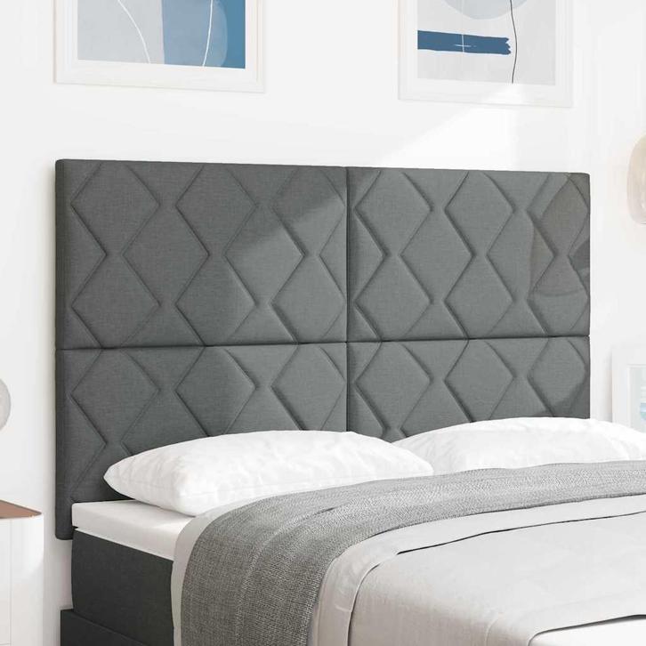 vidaXL Stoffen Hoofdbord Geometrisch Donkergrijs 140 cm Stof, Huis en Inrichting, Slaapkamer | Bedden, Nieuw, Verzenden