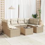 vidaXL 7-delige ligzetel set met kussens in beige poly, Tuin en Terras, Verzenden, Nieuw