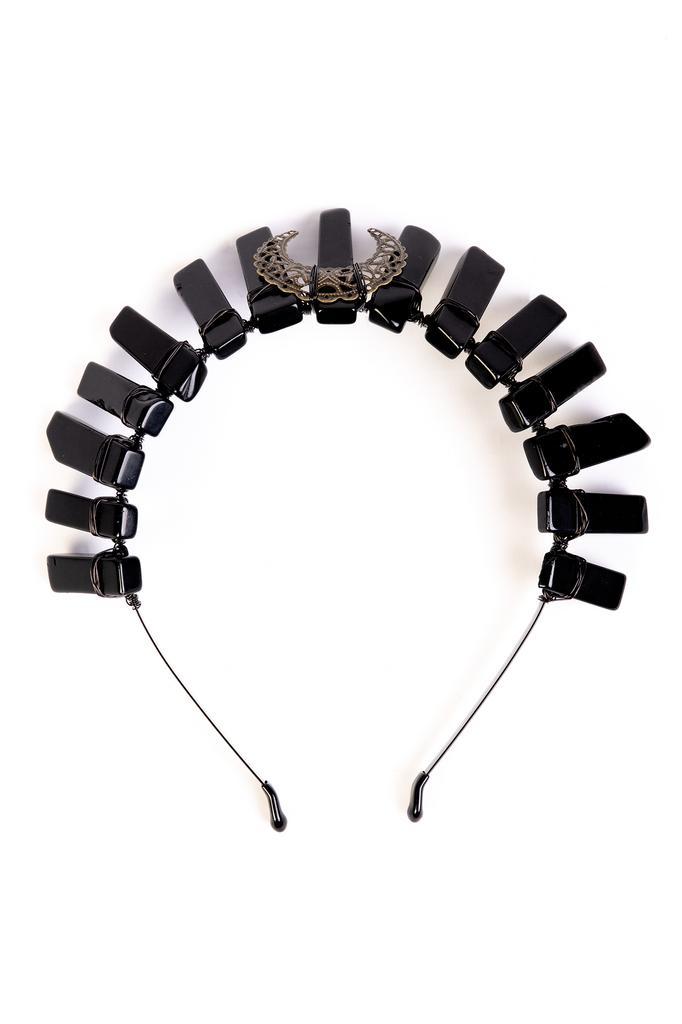 Haarband Bergkristal Zwart Maan Kristal Diadeem Fantasy Boho, Kleding | Dames, Carnavalskleding en Feestkleding, Nieuw, Ophalen of Verzenden
