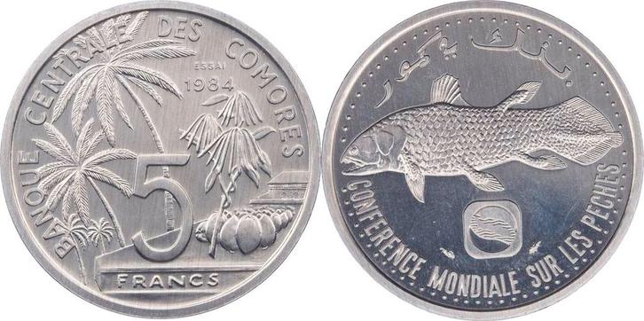 5 Francs 1984 Comoro Islands KursMunt Probe aluminium, Postzegels en Munten, Munten | Amerika, Verzenden