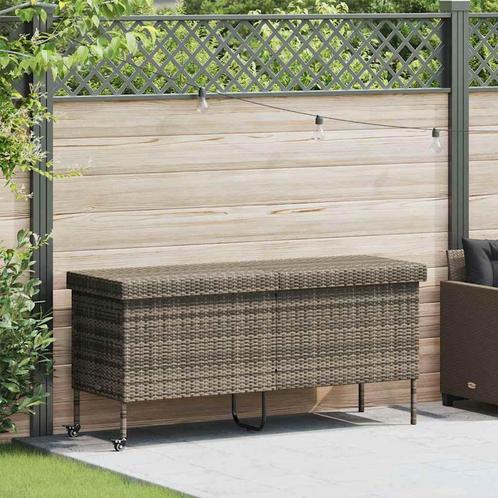 vidaXL Tuinbox met wielen 160x55x75 cm poly rattan grijs, Tuin en Terras, Bergingen en Tuinkasten, Nieuw, Verzenden