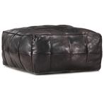 vidaXL Poef 60x60x30 cm echt geitenleer zwart, Huis en Inrichting, Verzenden, Nieuw