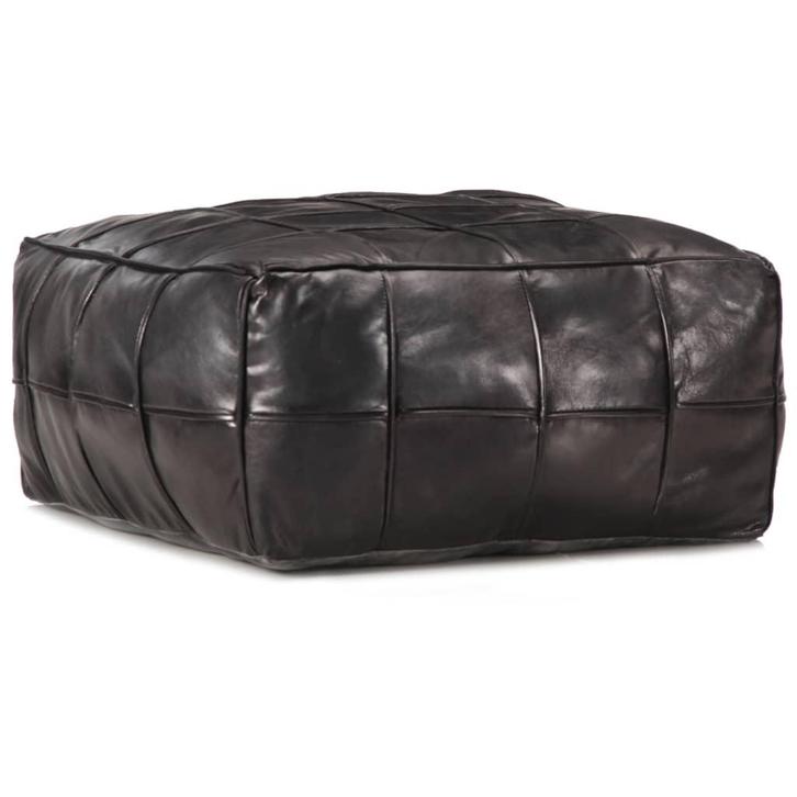 vidaXL Poef 60x60x30 cm echt geitenleer zwart, Huis en Inrichting, Zetels | Voetbanken en poefs, Nieuw, Verzenden