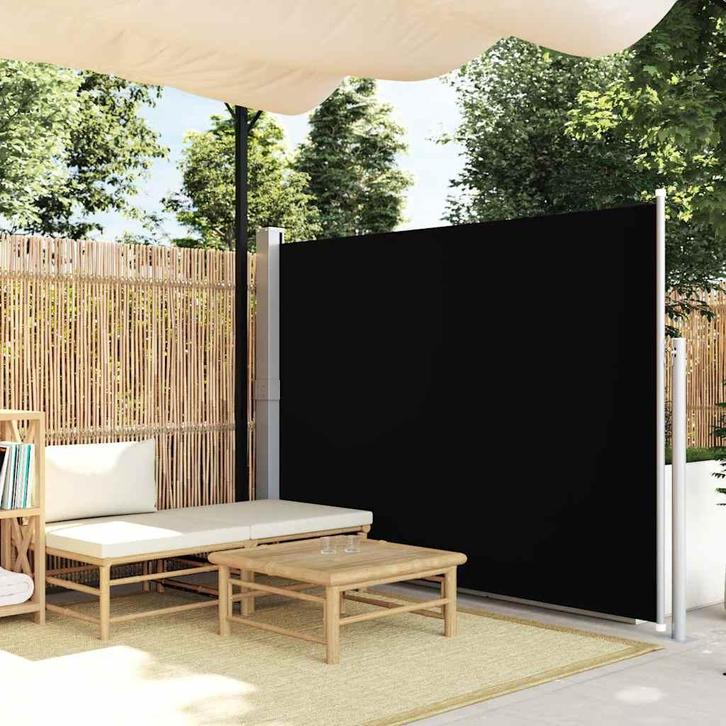 vidaXL Wind-/zonnescherm uittrekbaar 160x300 cm zwart, Tuin en Terras, Parasols, Nieuw, Verzenden