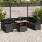 vidaXL 9-delige Loungeset met kussens poly rattan acacia, Tuin en Terras, Tuinsets en Loungesets, Verzenden, Nieuw, Loungeset