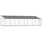 Hondenhok met dak en deur 8x2x2 m gegalvaniseerd staal grijs, Verzenden