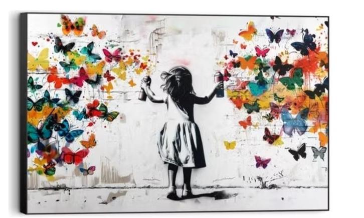 2dekans | Schilderij Wolk van Vlinders - 60x90 cm - Bont, Antiek en Kunst, Kunst | Overige Kunst, Ophalen of Verzenden