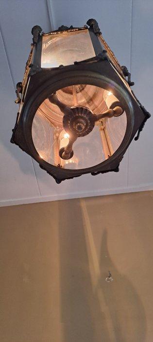 Lamp - Kooer/Glas., Antiek en Kunst, Curiosa en Brocante