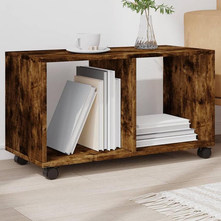 vidaXL Rolkast 72x33x42,5 cm bewerkt hout gerookt, Huis en Inrichting, Tafels | Bijzettafels, Nieuw, Verzenden