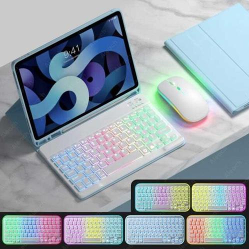 RGB Toetsenbord Hoes en Muis voor iPad 10.2 - QWERTY, Télécoms, Téléphonie mobile | Housses, Coques & Façades | Marques Autre