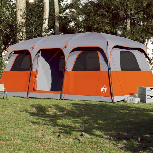 vidaXL Gezinstent 9-persoons waterdicht grijs, Caravanes & Camping, Tentes, Envoi