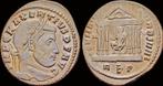 306-312ad Roman Maxentius Ae follis Roma in hexastyle tem..., Verzenden