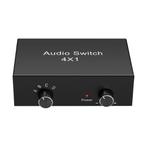 Audio Switch - 4-poorts - 4X Tulp (RCA) IN naar 1x Tulp, Audio, Tv en Foto, Audiokabels en Televisiekabels, Nieuw