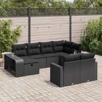 vidaXL 10-delige Loungeset met kussens poly rattan zwart, Verzenden, Nieuw, Loungeset