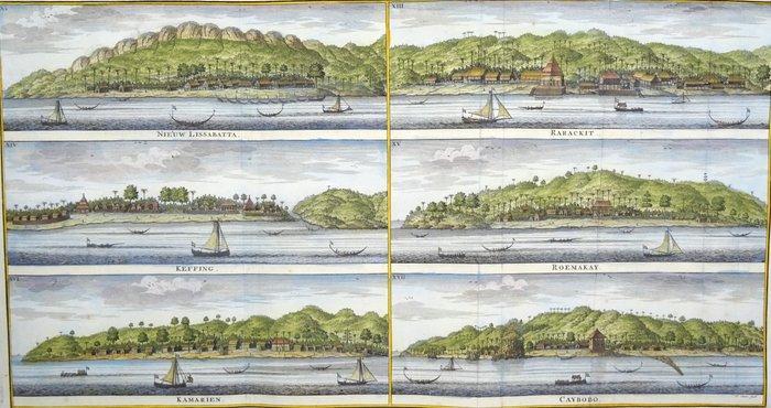 Indonesië - Moluccas, Seram, 6 dorpen op Seram; F. Valentijn, Livres, Atlas & Cartes géographiques