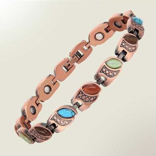 Luxe gezondheidsarmband magnetisch koper - stone gold sand,, Sport en Fitness, Gezondheidsproducten en Wellness, Ophalen of Verzenden