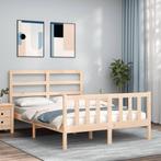 vidaXL Bedframe met hoofdbord massief hout, Huis en Inrichting, Slaapkamer | Bedden, Verzenden, Nieuw