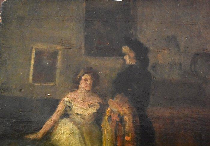 Russische school (XIX) - la gouvernante, Antiquités & Art, Art | Peinture | Classique