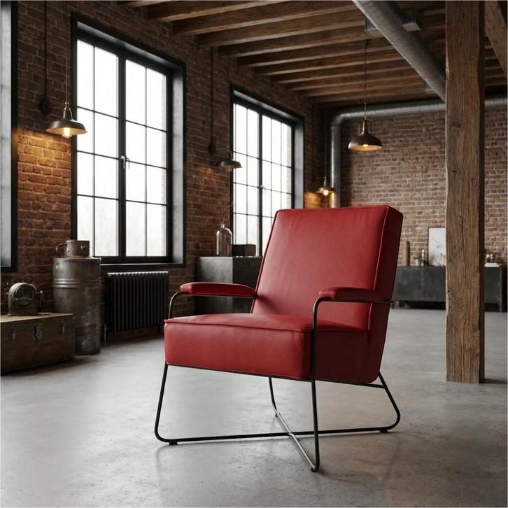 Leren fauteuil Hope - Toledo Ducati (rood), Maison & Meubles, Fauteuils, Enlèvement ou Envoi
