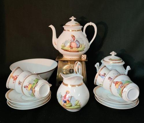 Service à thé Biedermeier 16 pièces vers 1850 - Porcelaine, Antiek en Kunst, Antiek | Glaswerk en Kristal