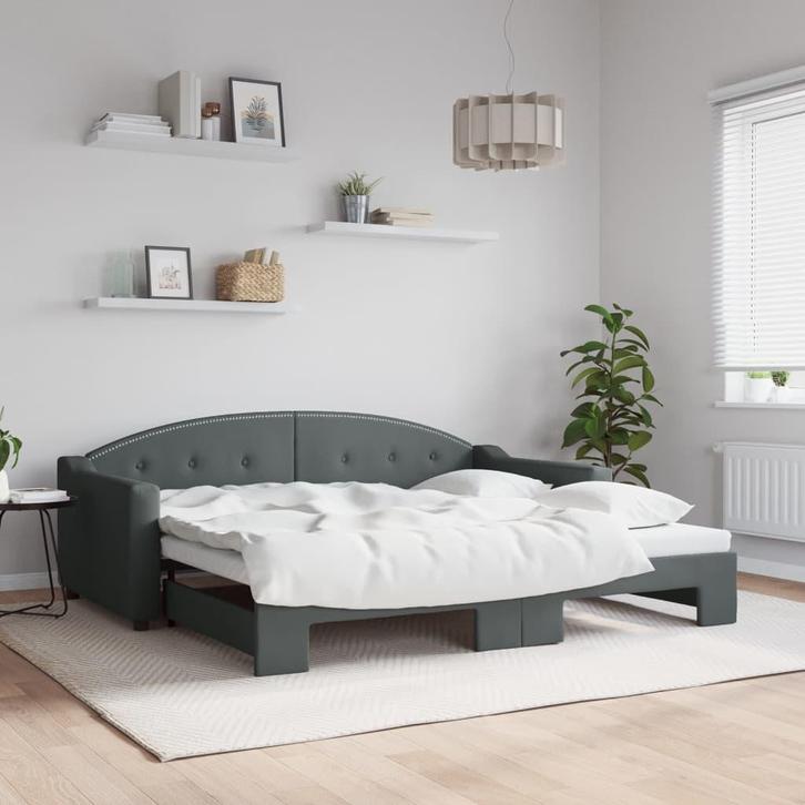 vidaXL Slaapbank met onderschuifbed 90x190 cm stof, Huis en Inrichting, Slaapkamer | Bedden, Nieuw, Verzenden
