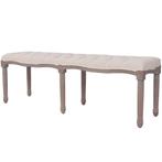 vidaXL Bank 150x40x48 cm linnen massief hout crèmewit, Huis en Inrichting, Verzenden, Nieuw