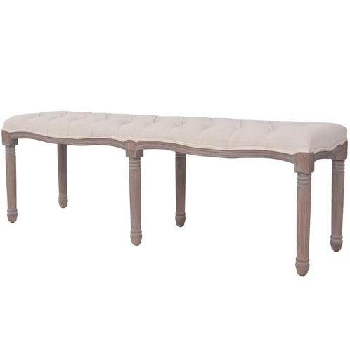 vidaXL Bank 150x40x48 cm linnen massief hout crèmewit, Huis en Inrichting, Overige Huis en Inrichting, Nieuw, Verzenden
